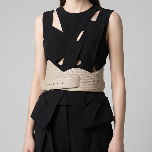 Sculpted Quilted Leather Corset Belt