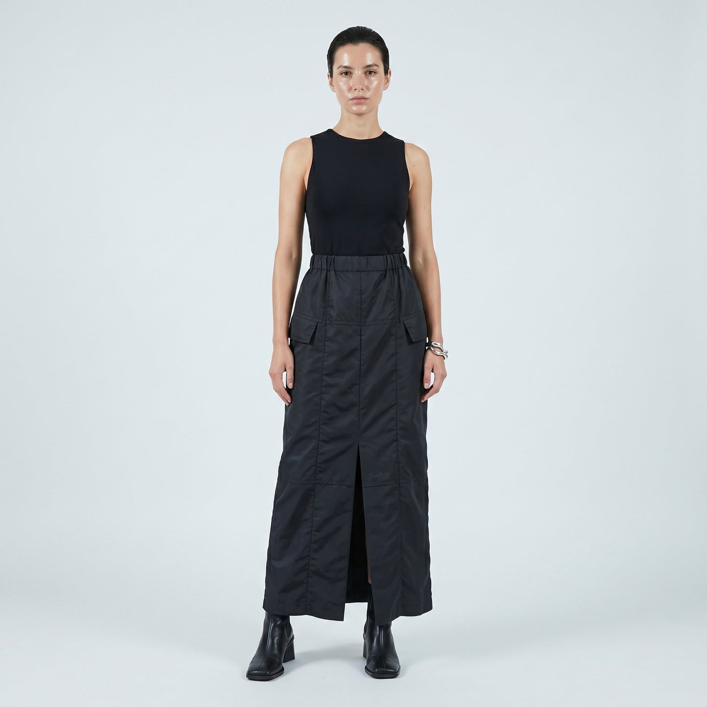Black Cargo FLOOR LENGH Skirt