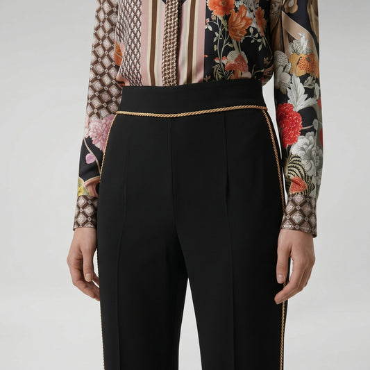 Piped High-Rise Trousers