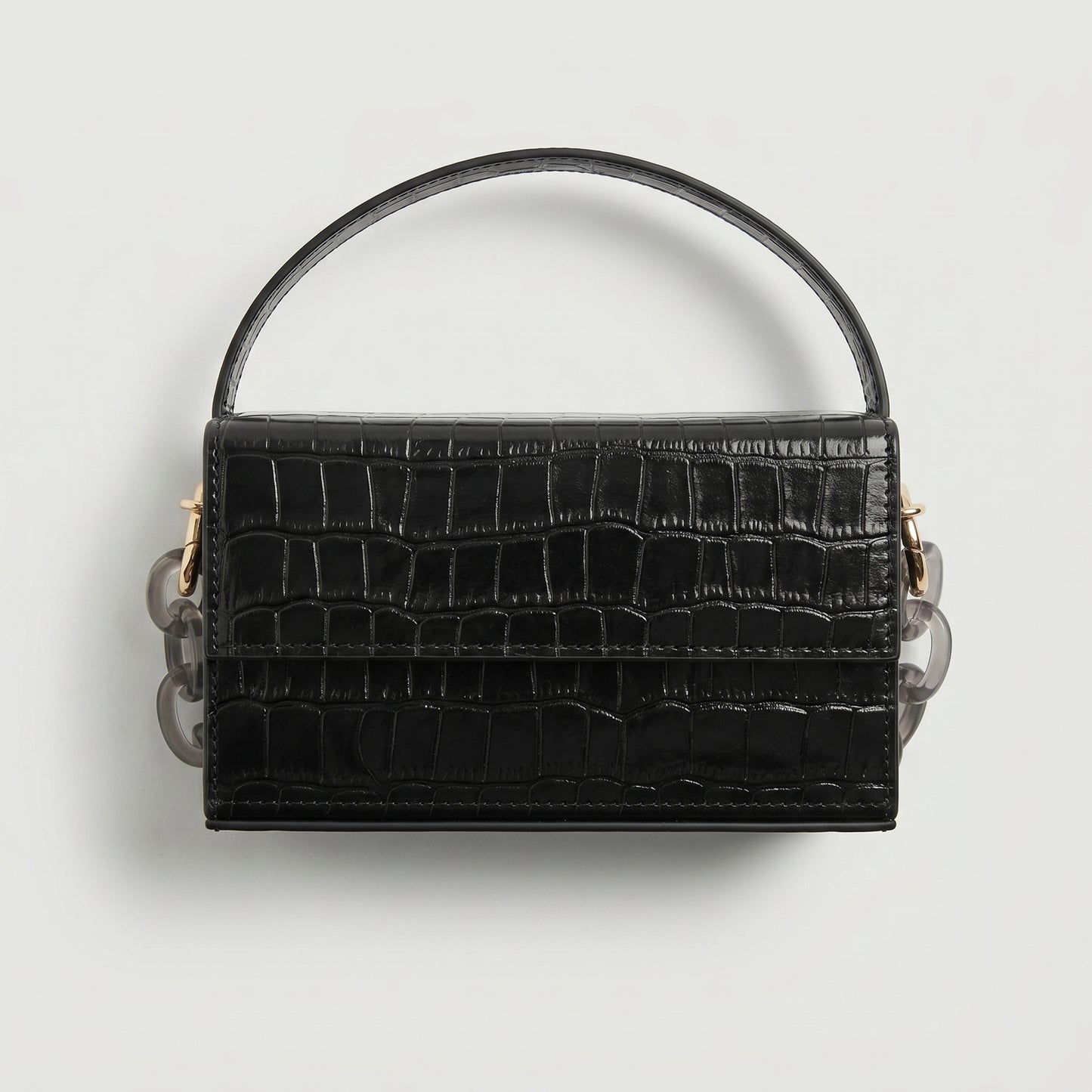 Structured Croc-Effect Box Bag