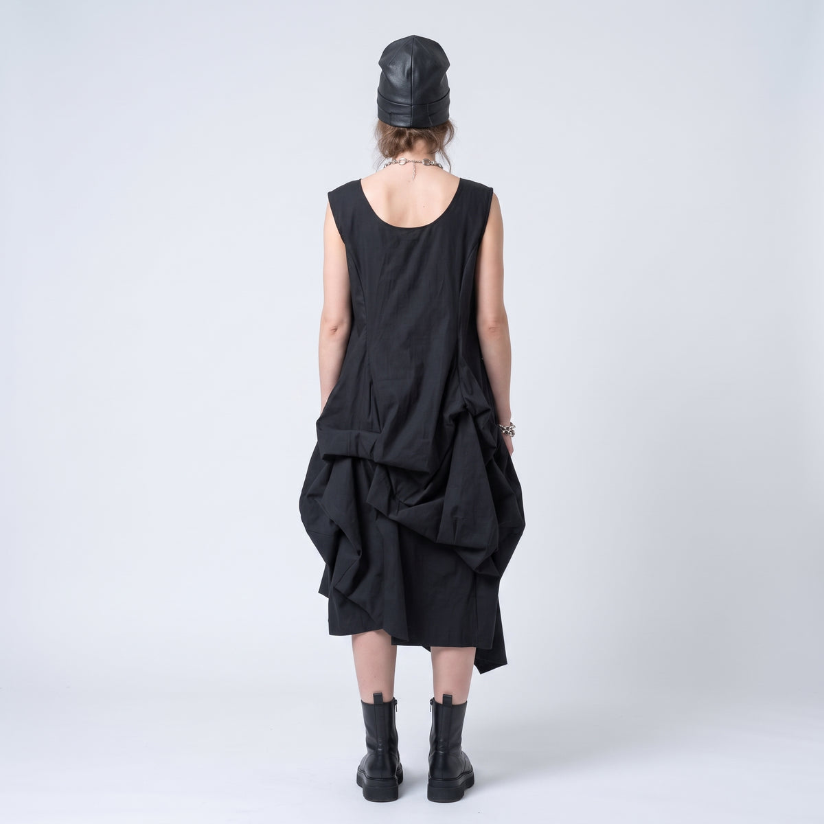 Architectural Draped Cotton Dress