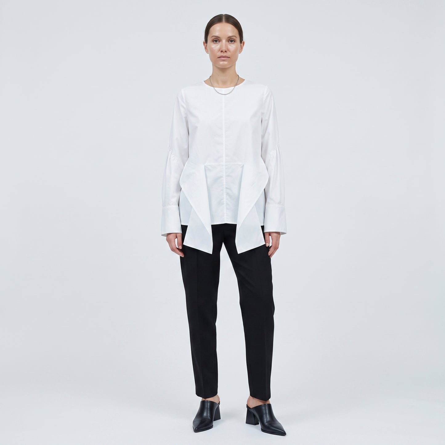 Crisp Cotton Architectural Peplum Blouse