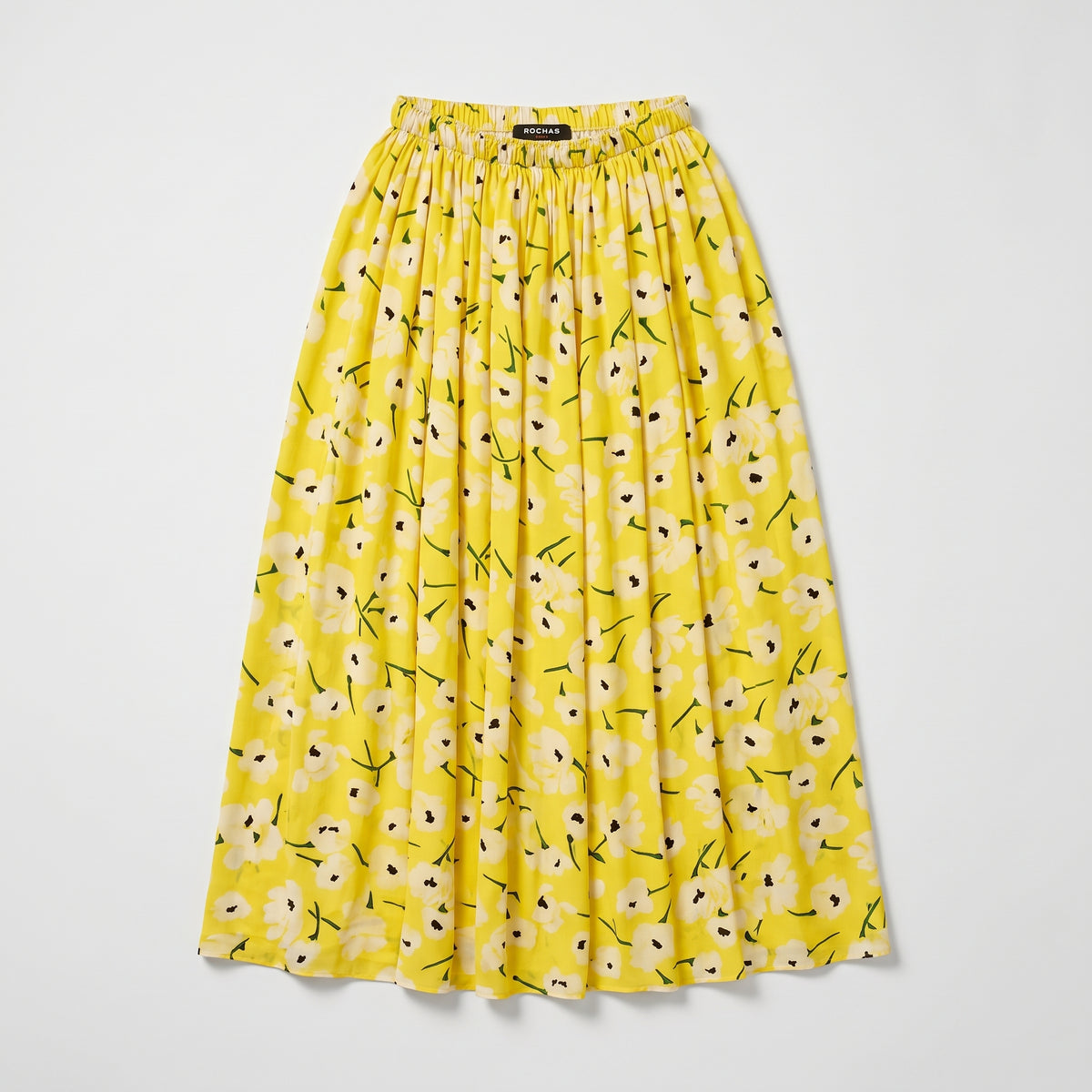 Floral Print Yellow Midi Skirt