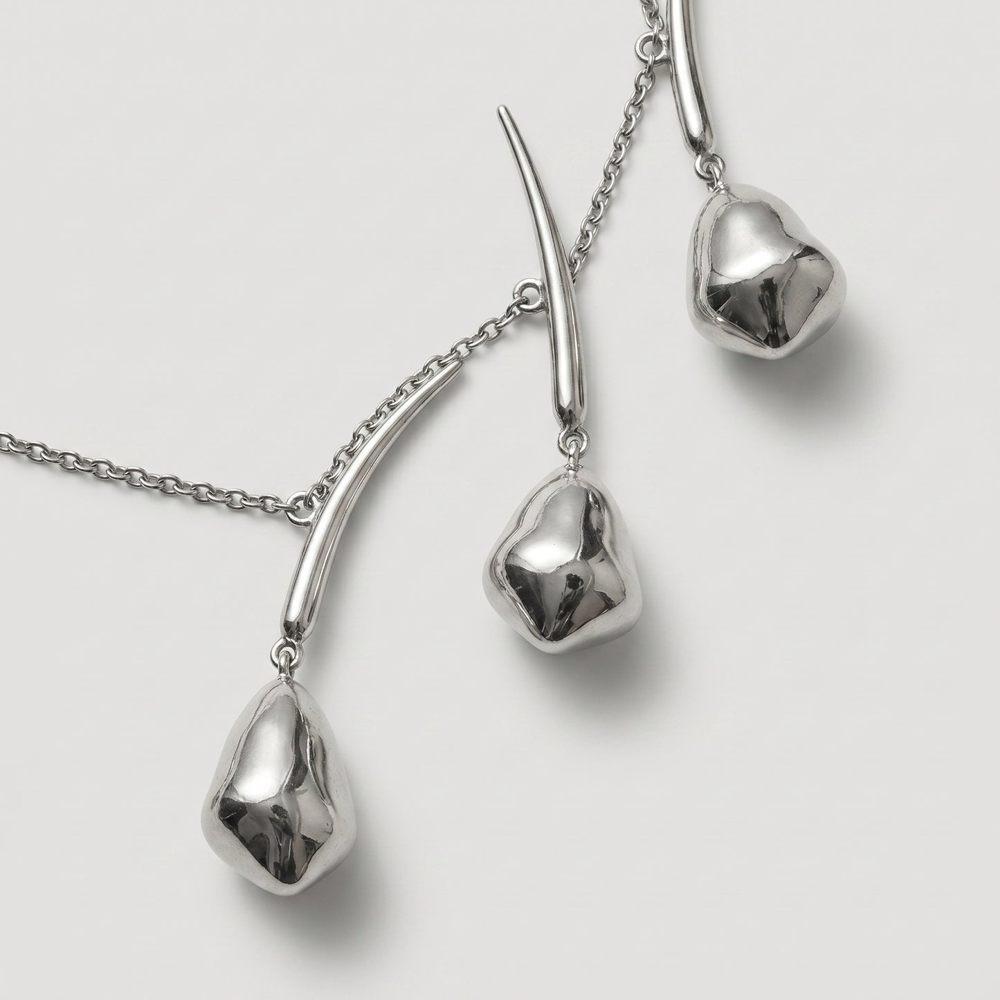Sculptural Silver Drop Necklace