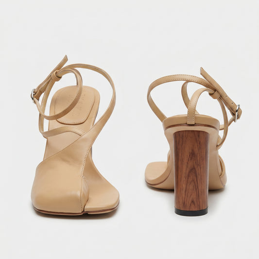 Sculptural Wooden Heel Sandals