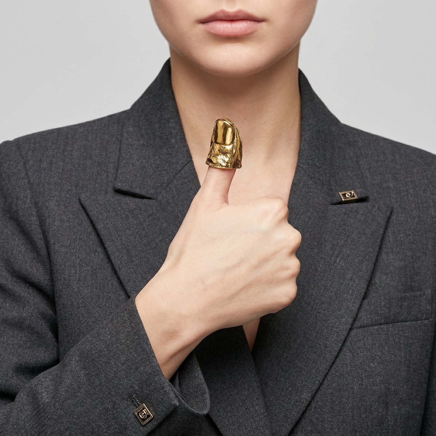 Sculptural Textured Gold Statement Ring