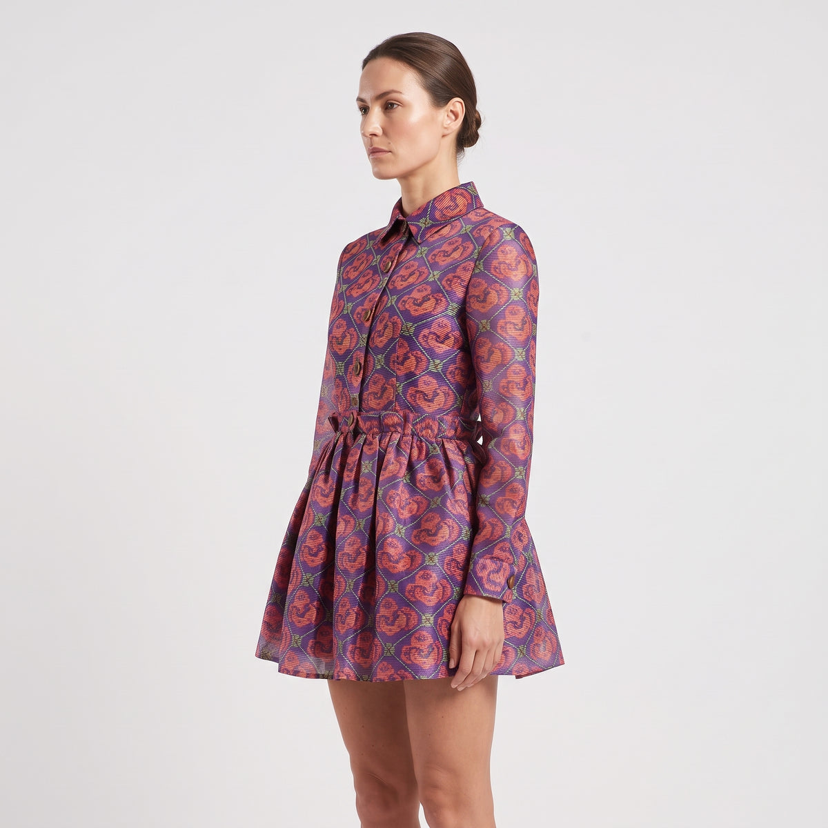 Floral Print Buttoned Mini Dress