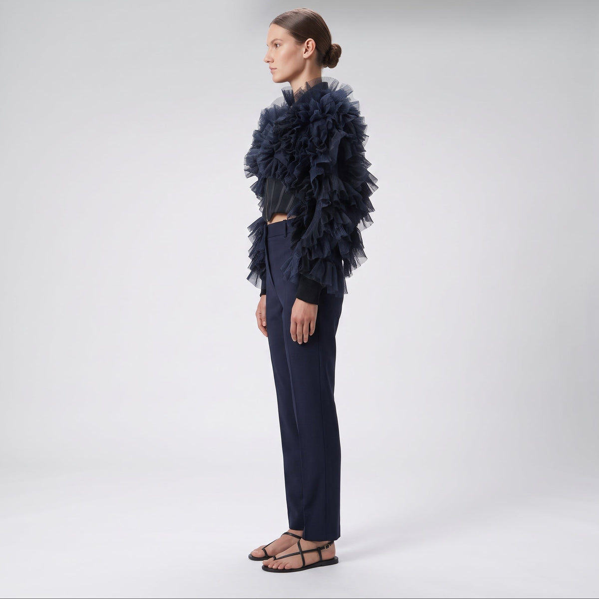 Ruffled Navy Statement Jacket