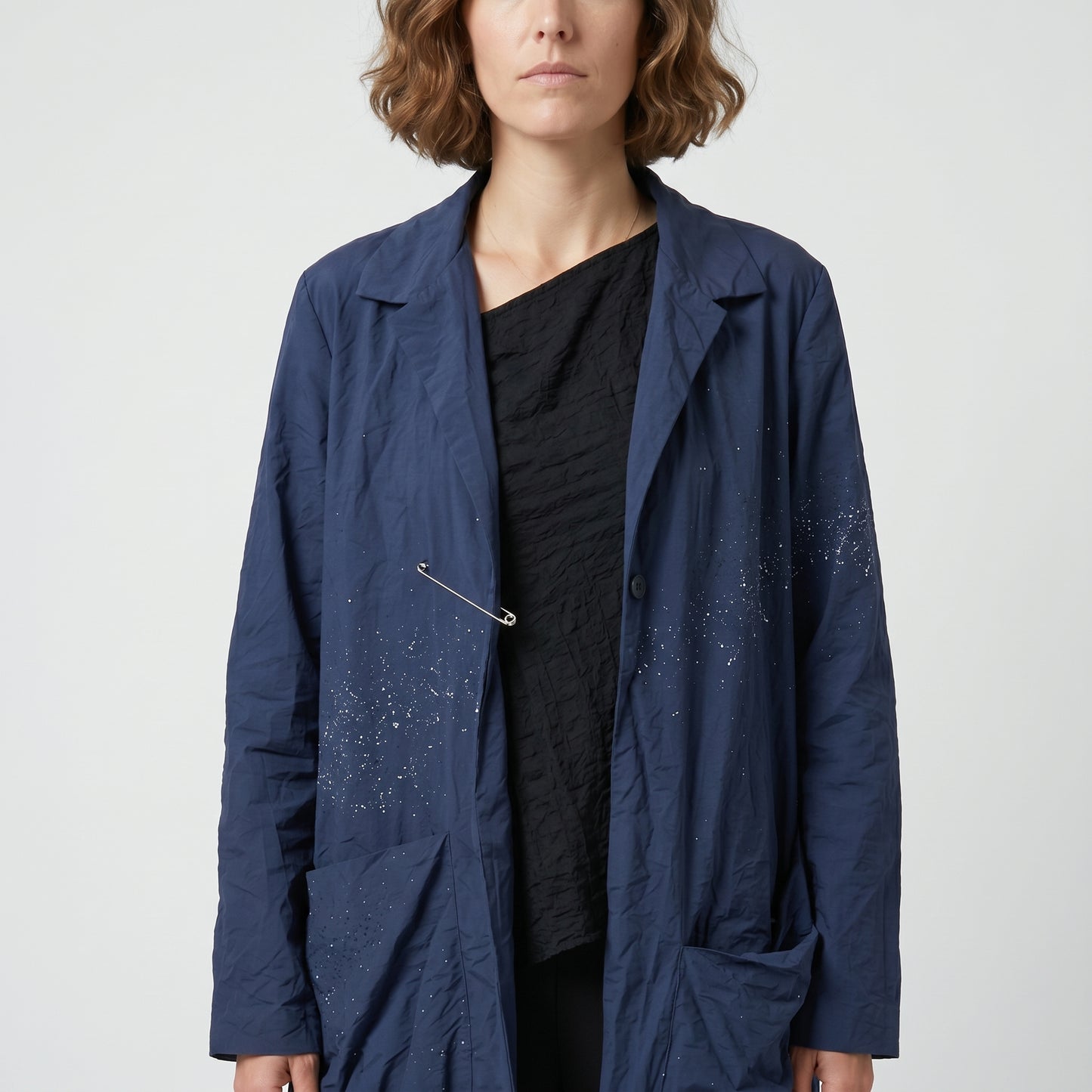 Splattered Crinkle Long Coat