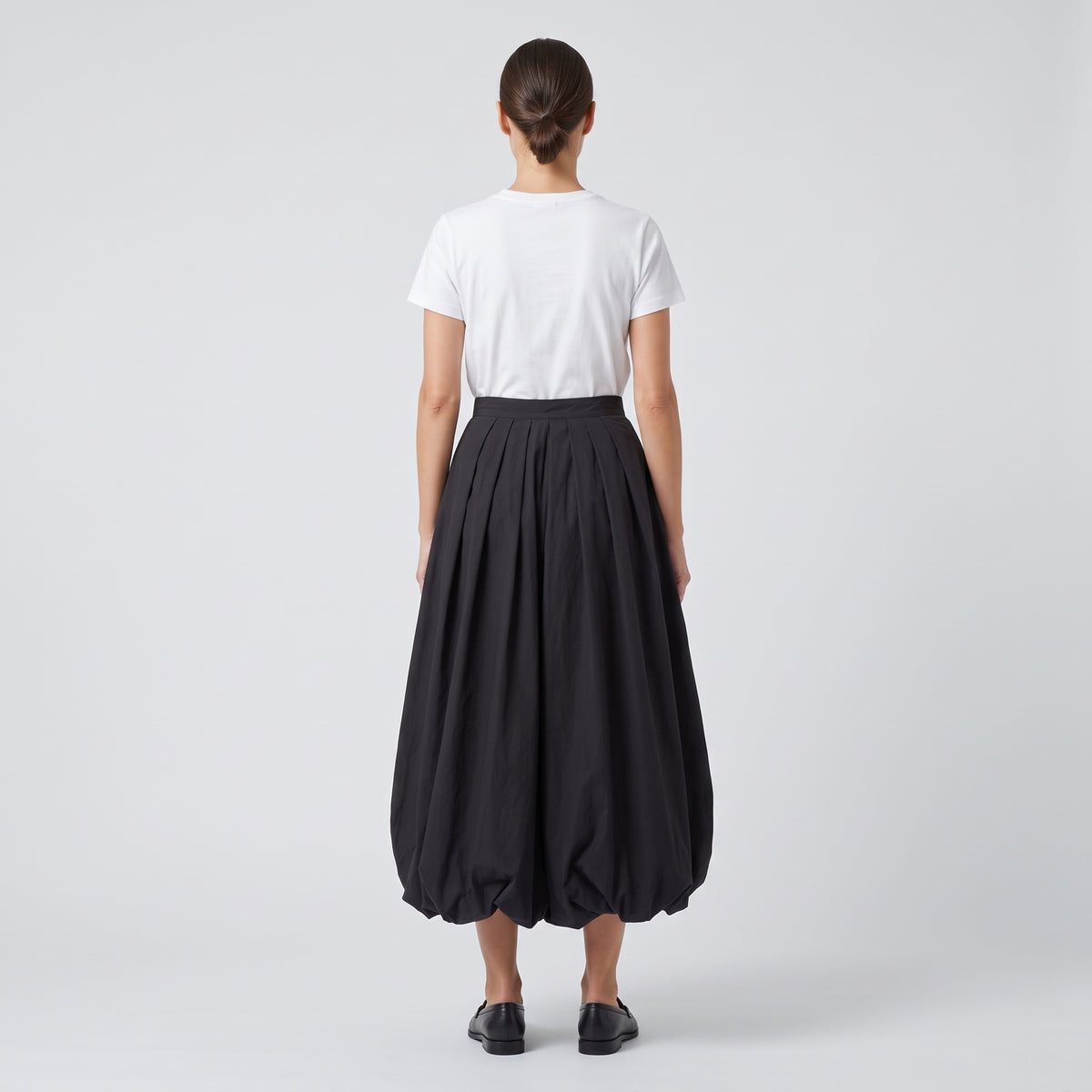 Pleated Voluminous Midi Skirt