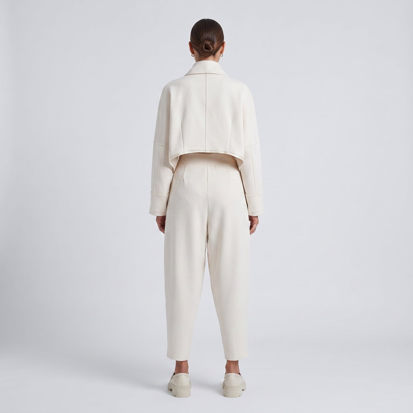 Tailored Cream Drawstring Trousers