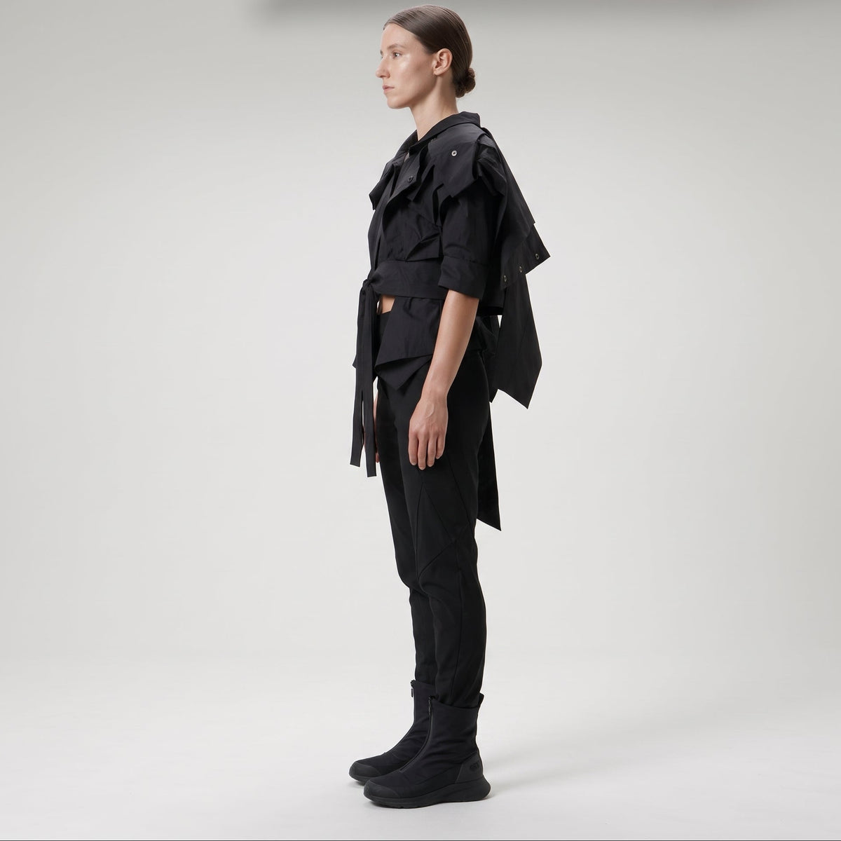 Architectural Tie-Front Cropped Vest