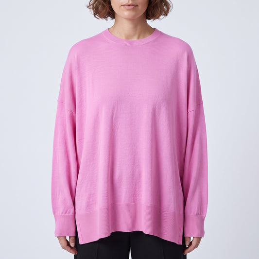 Vibrant Pink Crewneck Knit Sweater