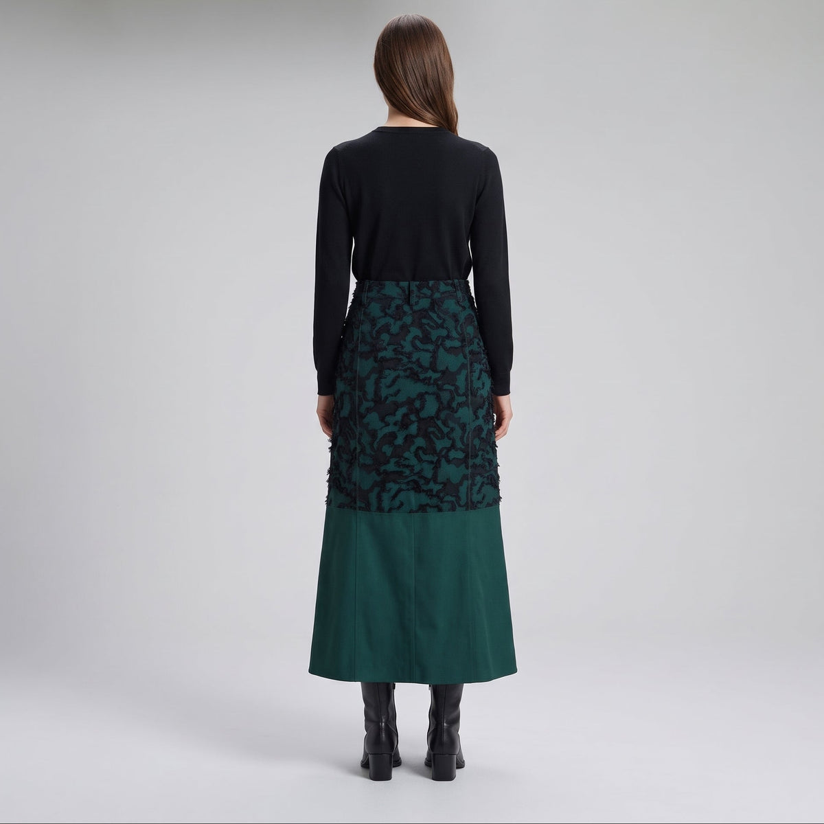 Textured Panel Midi Skirt
