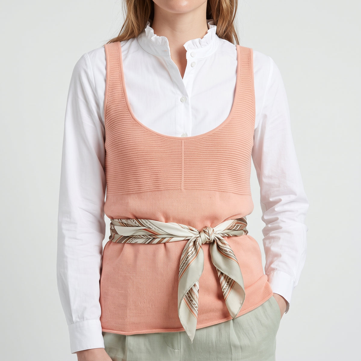 Ribbed Knit Peach Tank Top
