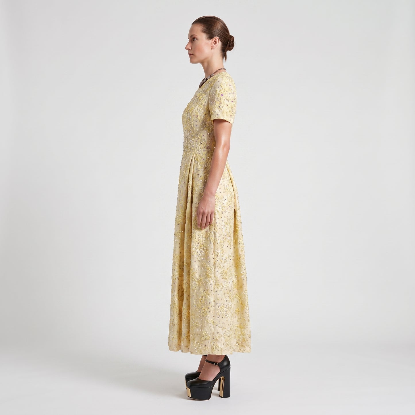 Embellished Floral A-Line Dress