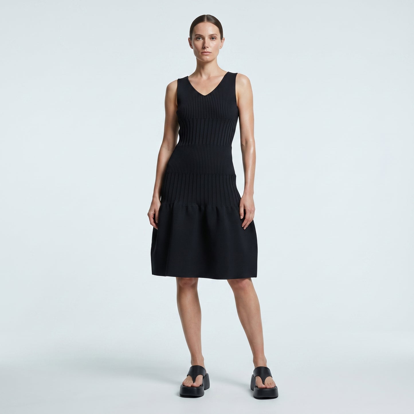 Sleeveless Ribbed Flared Mini Dress