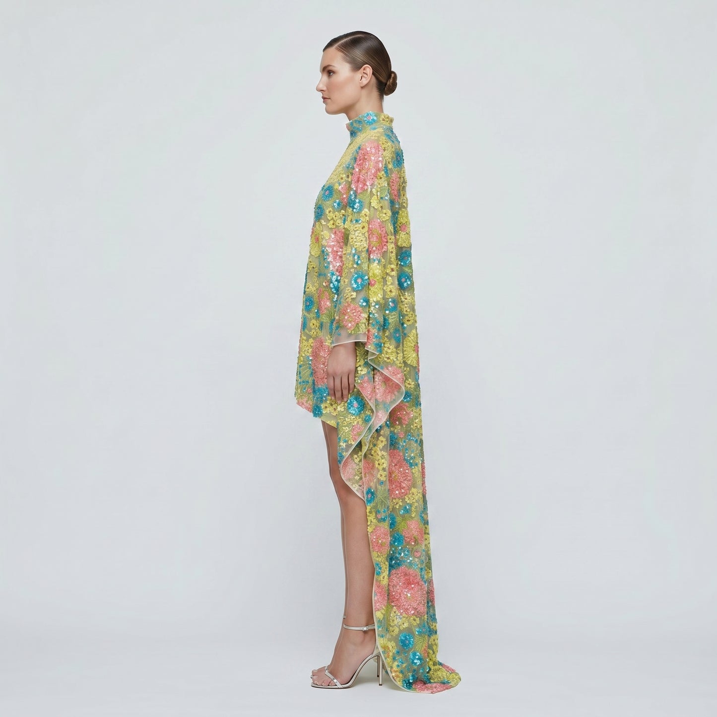 Floral Sequined Cape Top
