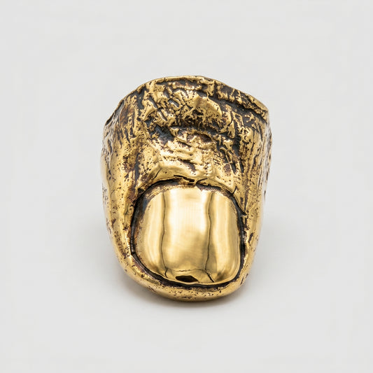 Sculptural Textured Gold Statement Ring
