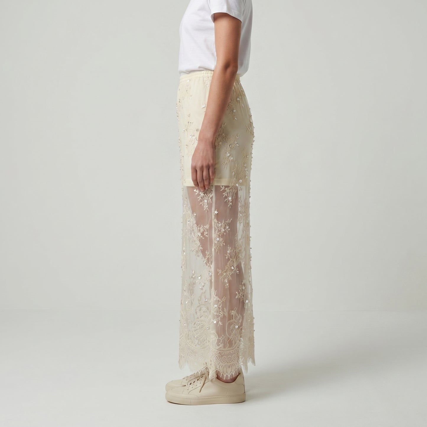 Embroidered Sheer Lace Skirt