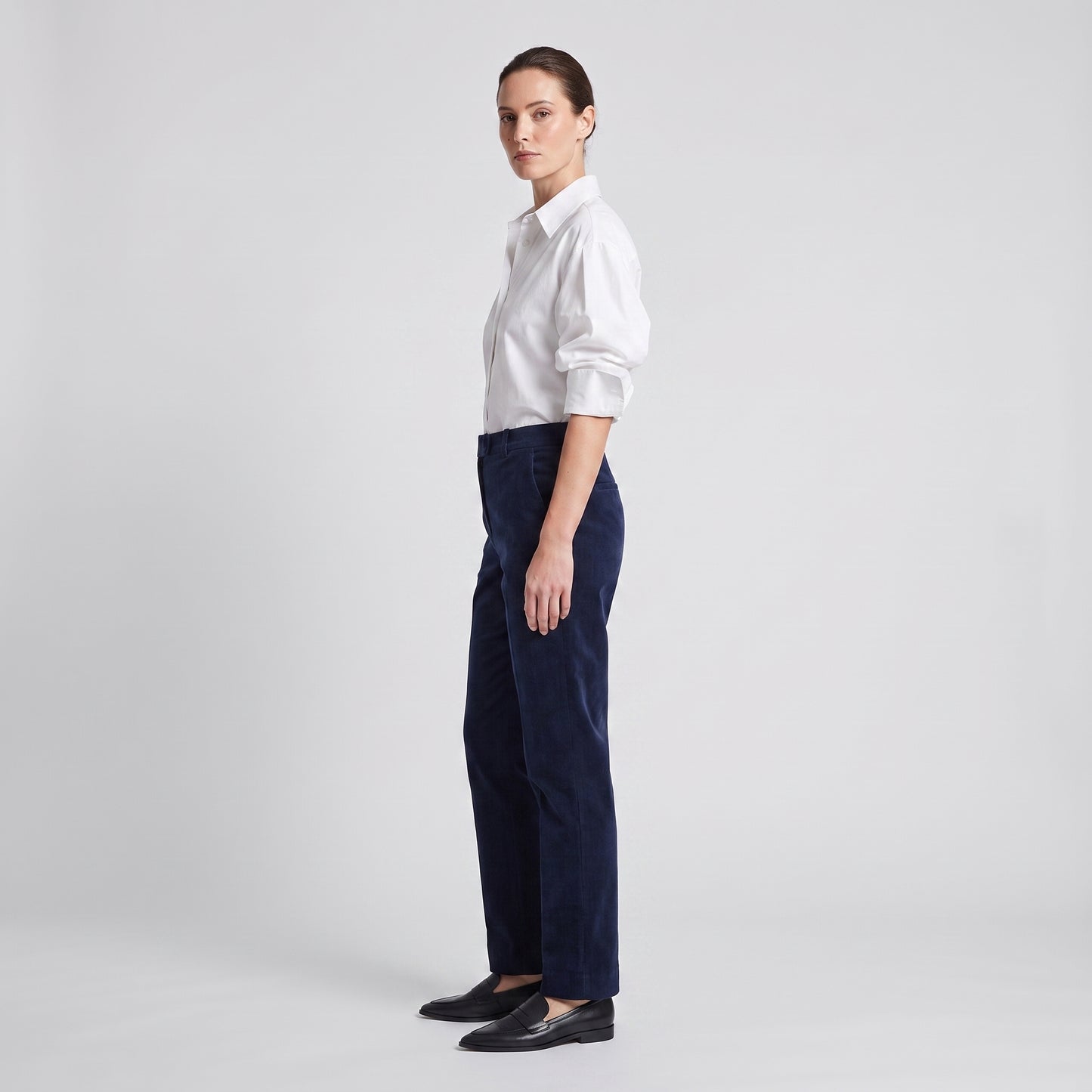 Navy Corduroy Tailored Trousers