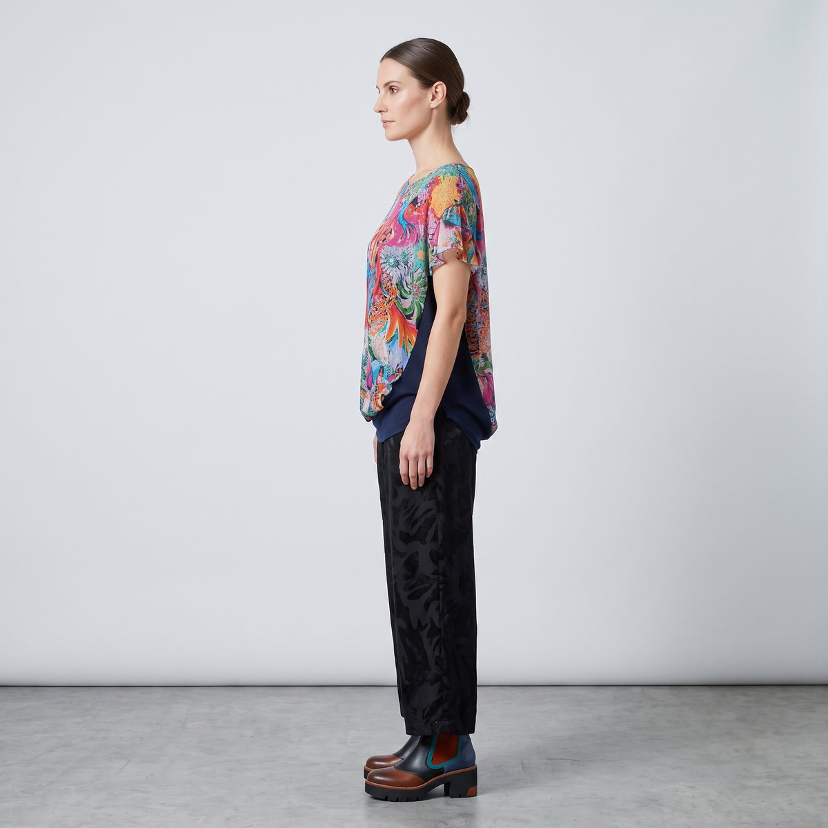 Floral Print Ruffle Layered Top