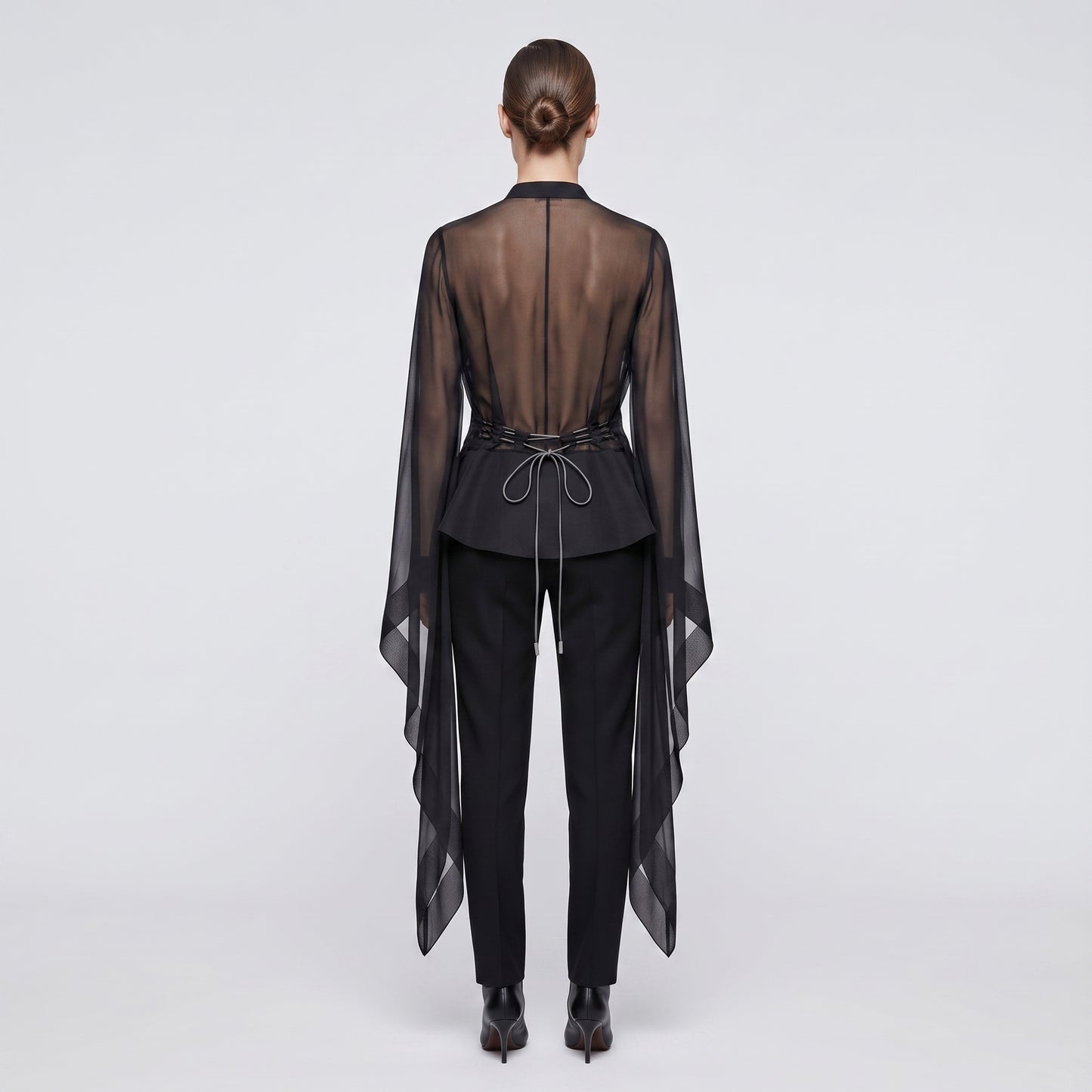 Textured Sheer Sleeve Blouse
