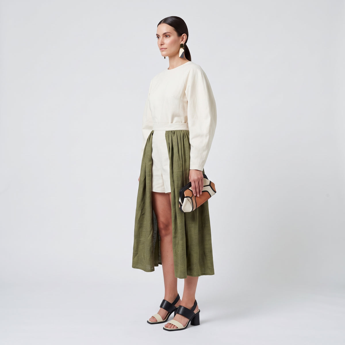 Dual Tone Pleated Culotte Shorts