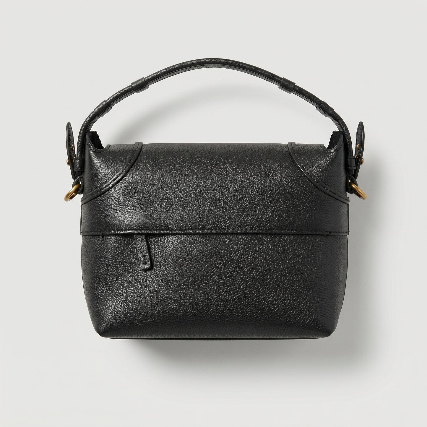 Structured Black Leather Shoulder Bag