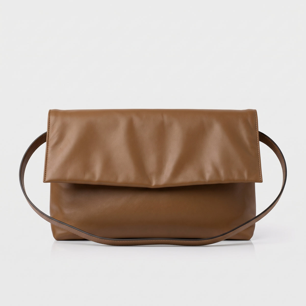 Foldover Leather Shoulder Bag