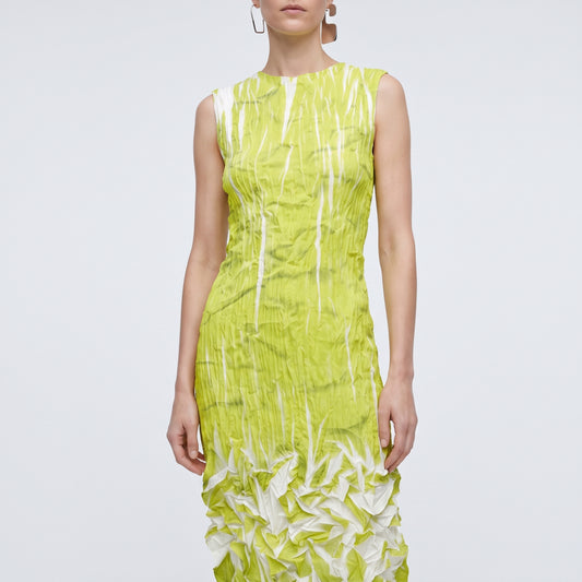 Pleated Textural Midi Dress