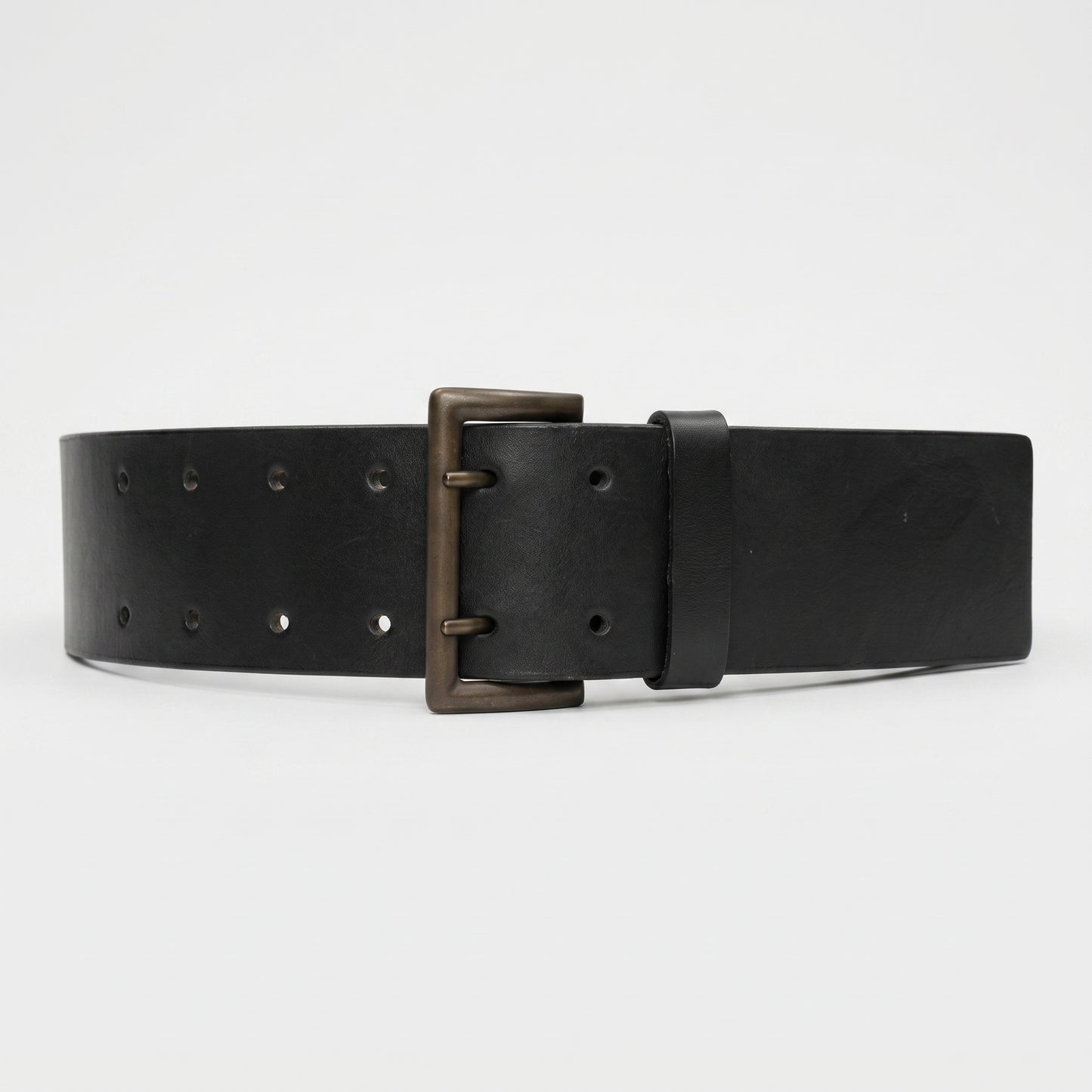 Wide Leather Double Prong Belt