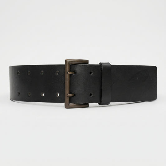 Wide Leather Double Prong Belt