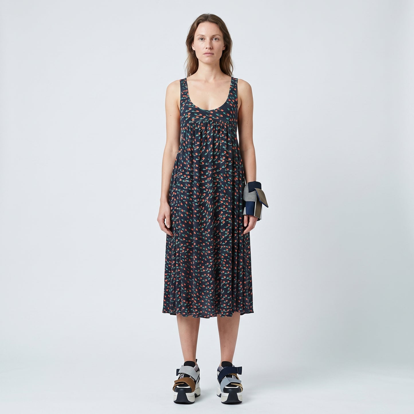 Abstract Print Racerback Jersey Dress