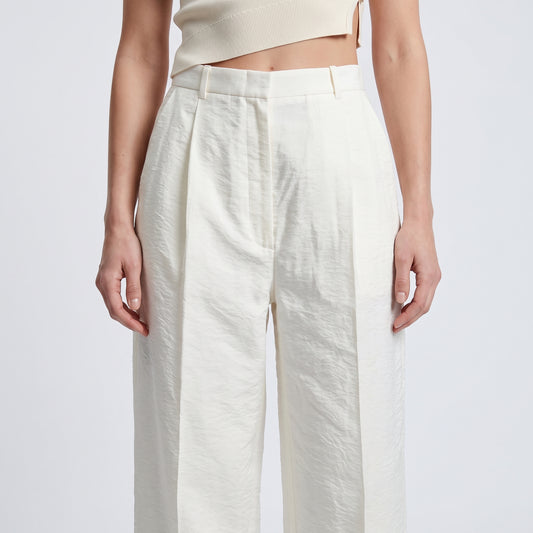 Tailored Cream Wide-Leg Trousers