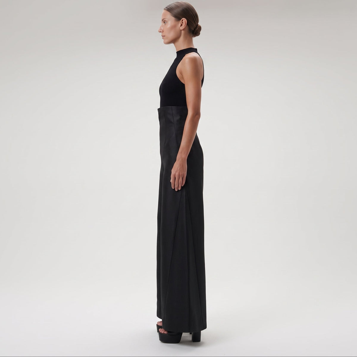 High-Waisted Structured Wide-Leg Trousers