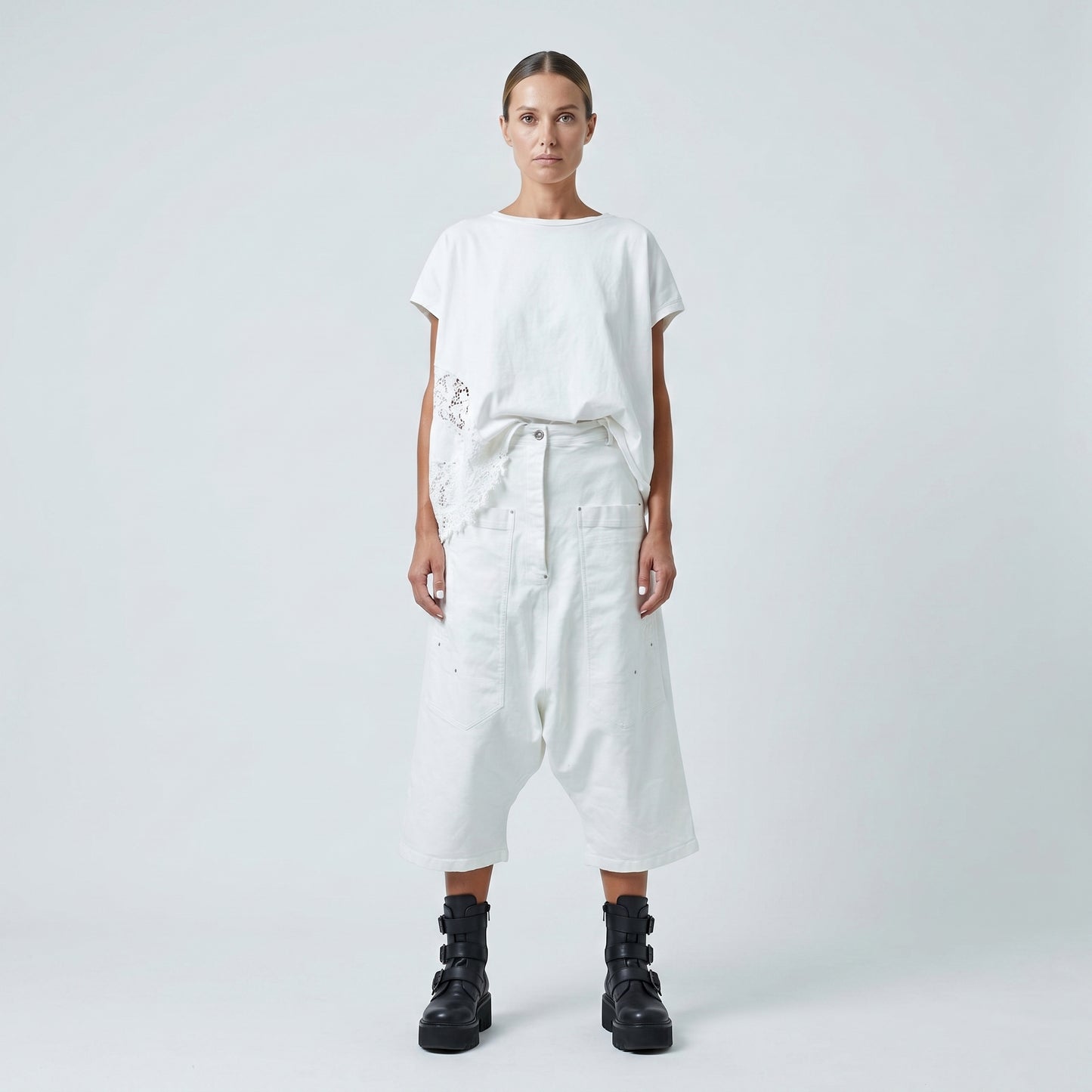 Drop Crotch Cropped Trousers