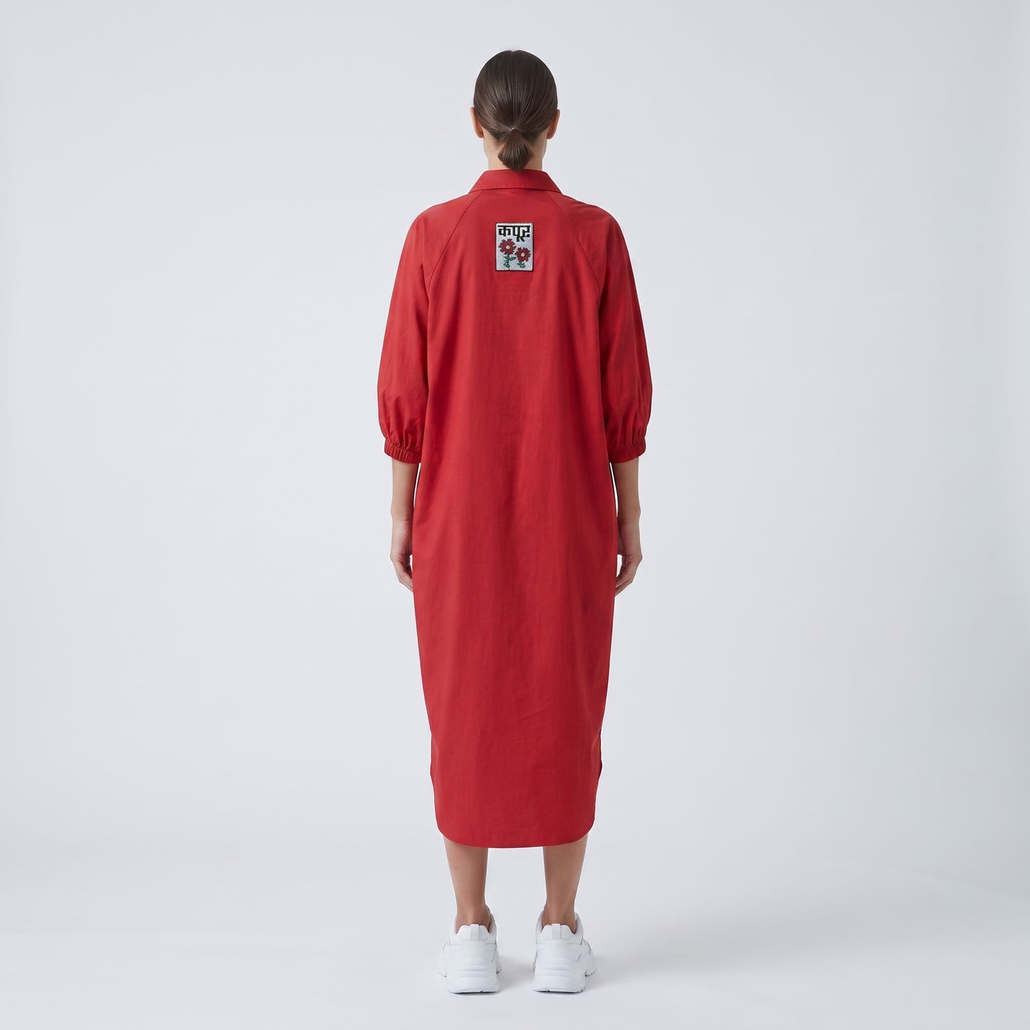 Lace-Up Cotton Poplin Dress