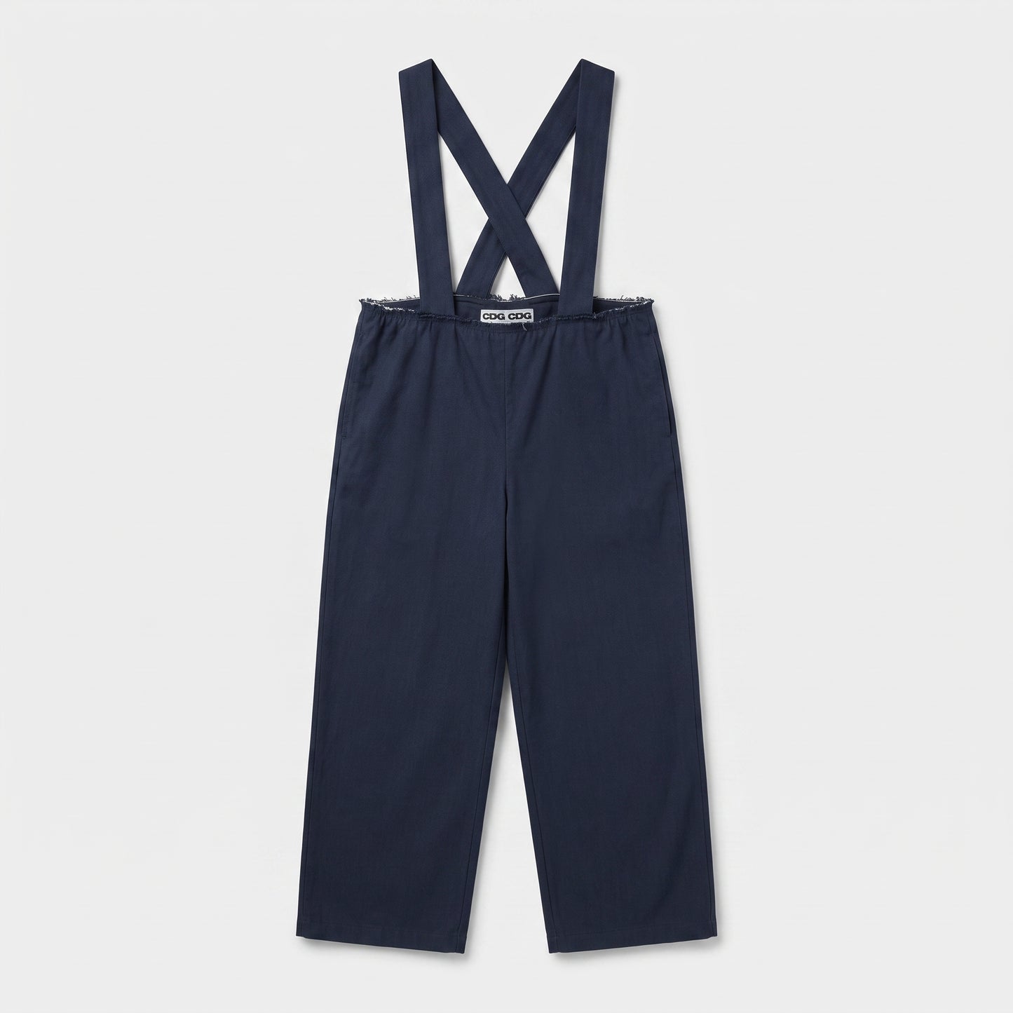 Navy Blue Cotton Suspender Trousers