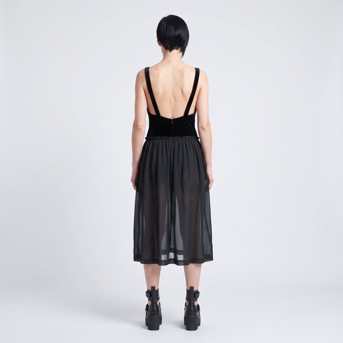 Black Velvet Corset Midi Dress