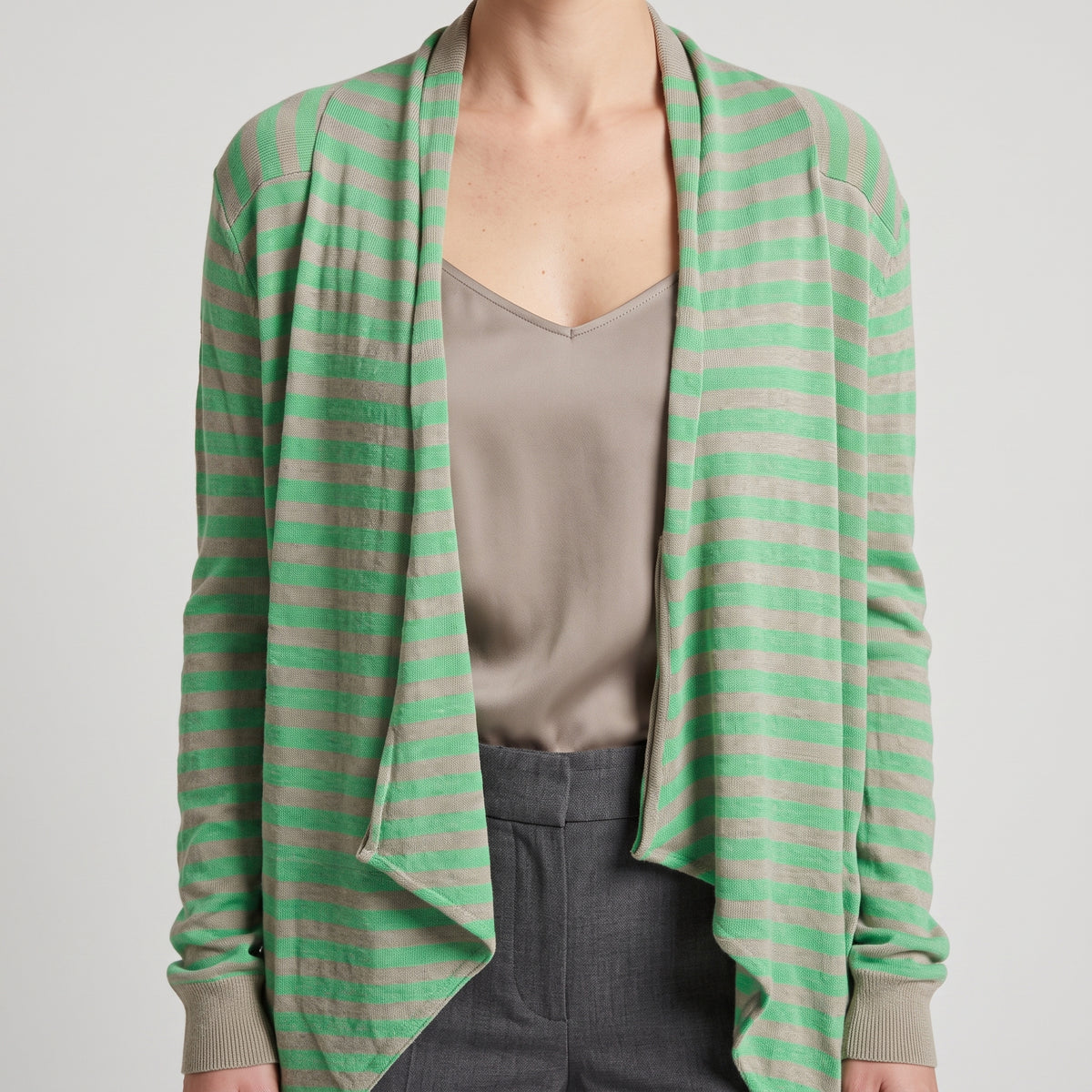 Striped Drape Front Cardigan