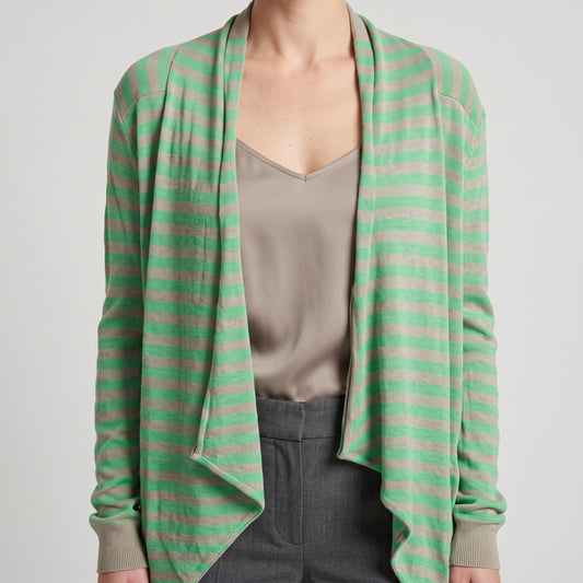 Striped Drape Front Cardigan