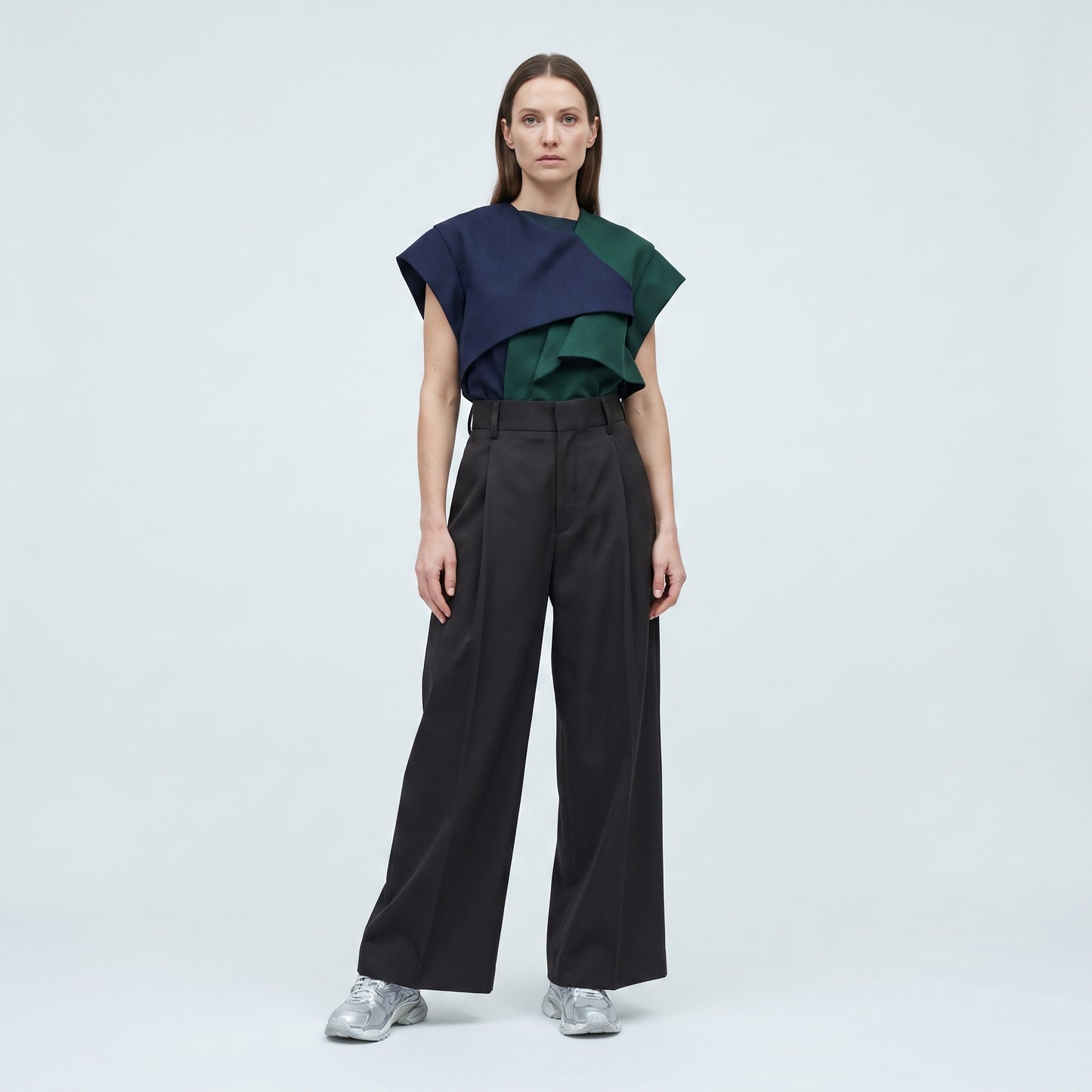 Tailored High-Rise Pleated Trousers