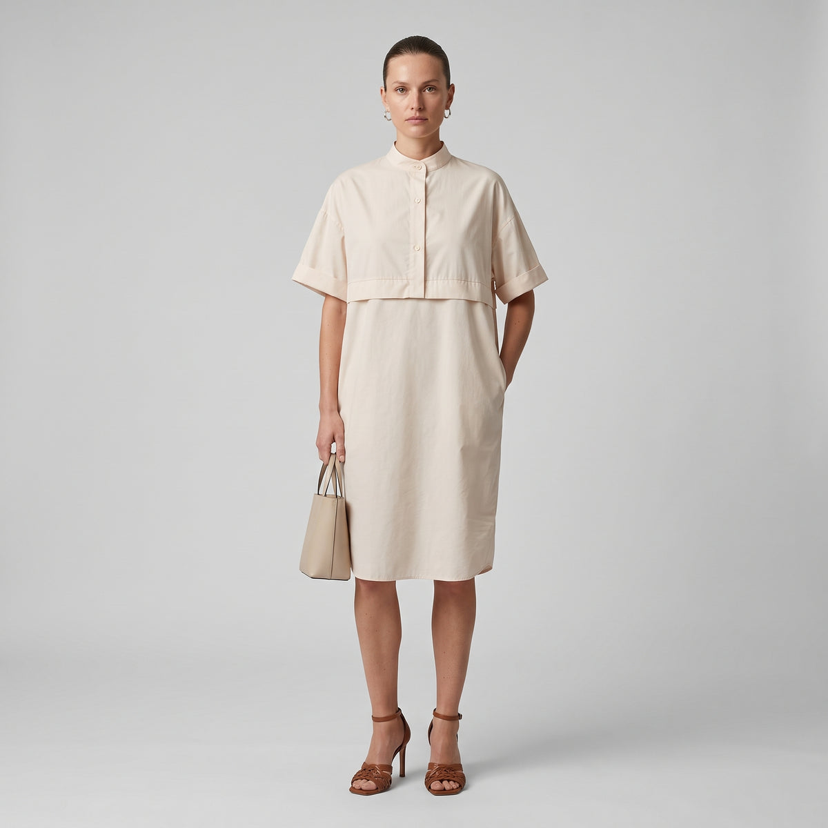 Minimalist Layered Cotton Shirt Dress