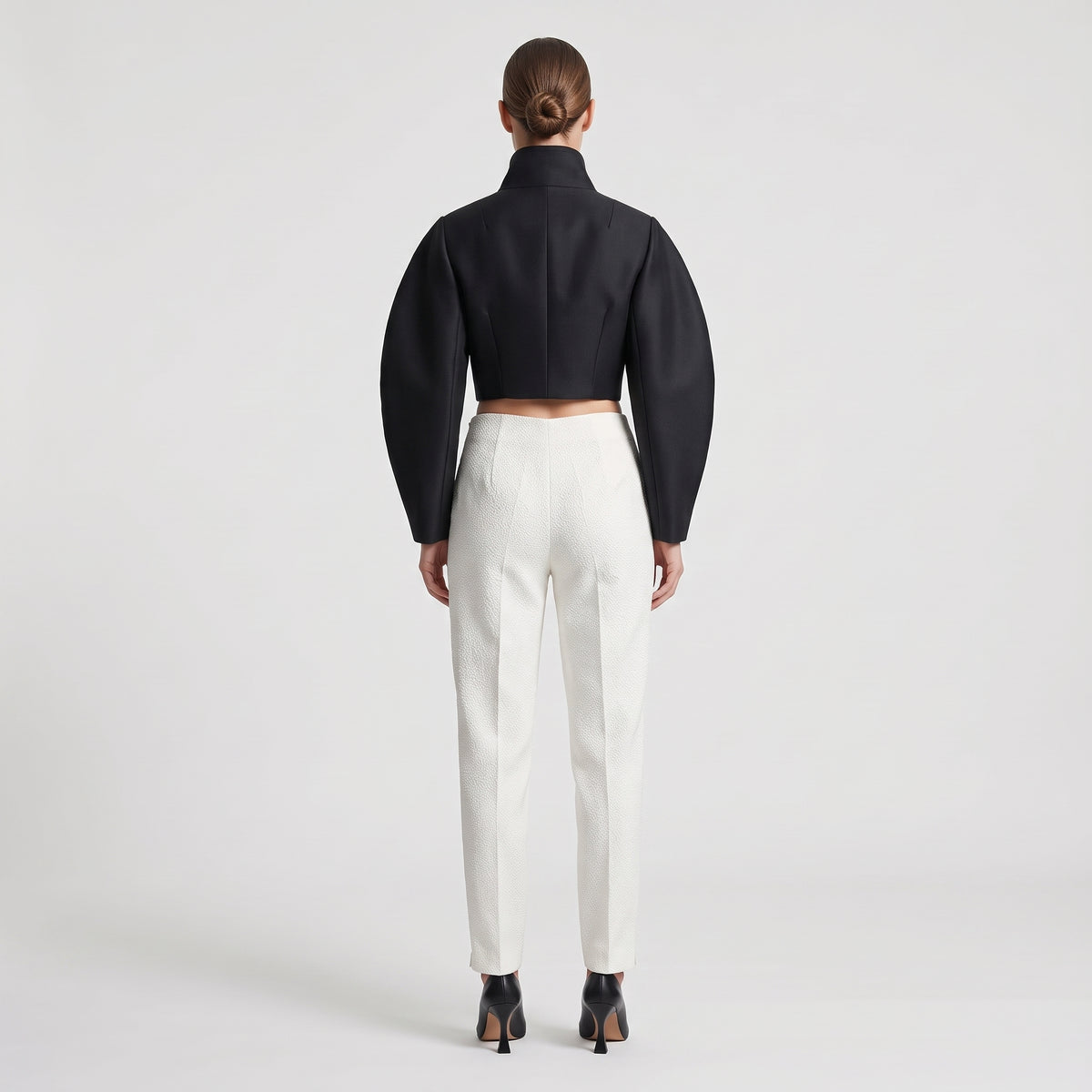 Textured Tailored Ankle Trousers