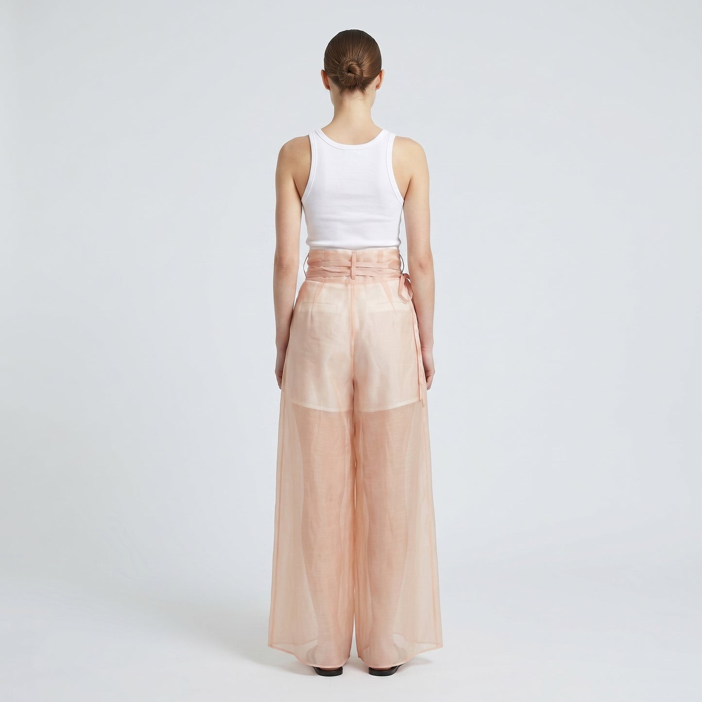 Sheer Linen Tie Waist Trousers