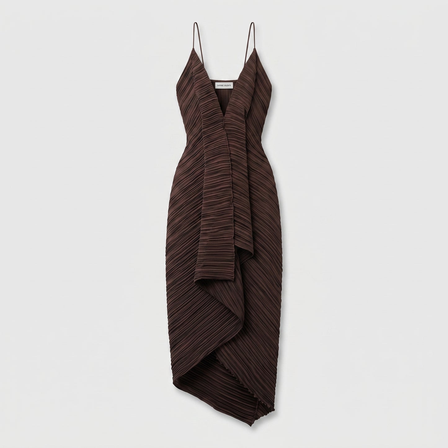Pleated Asymmetric Cami Midi Dress