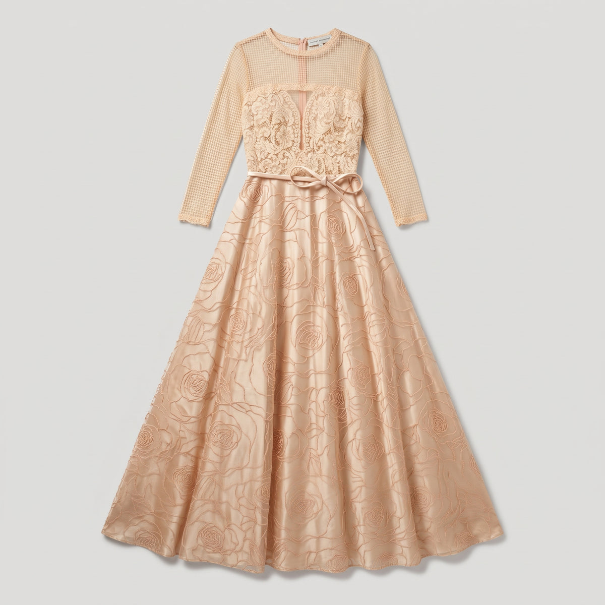Elegant Embroidered Rose Evening Gown