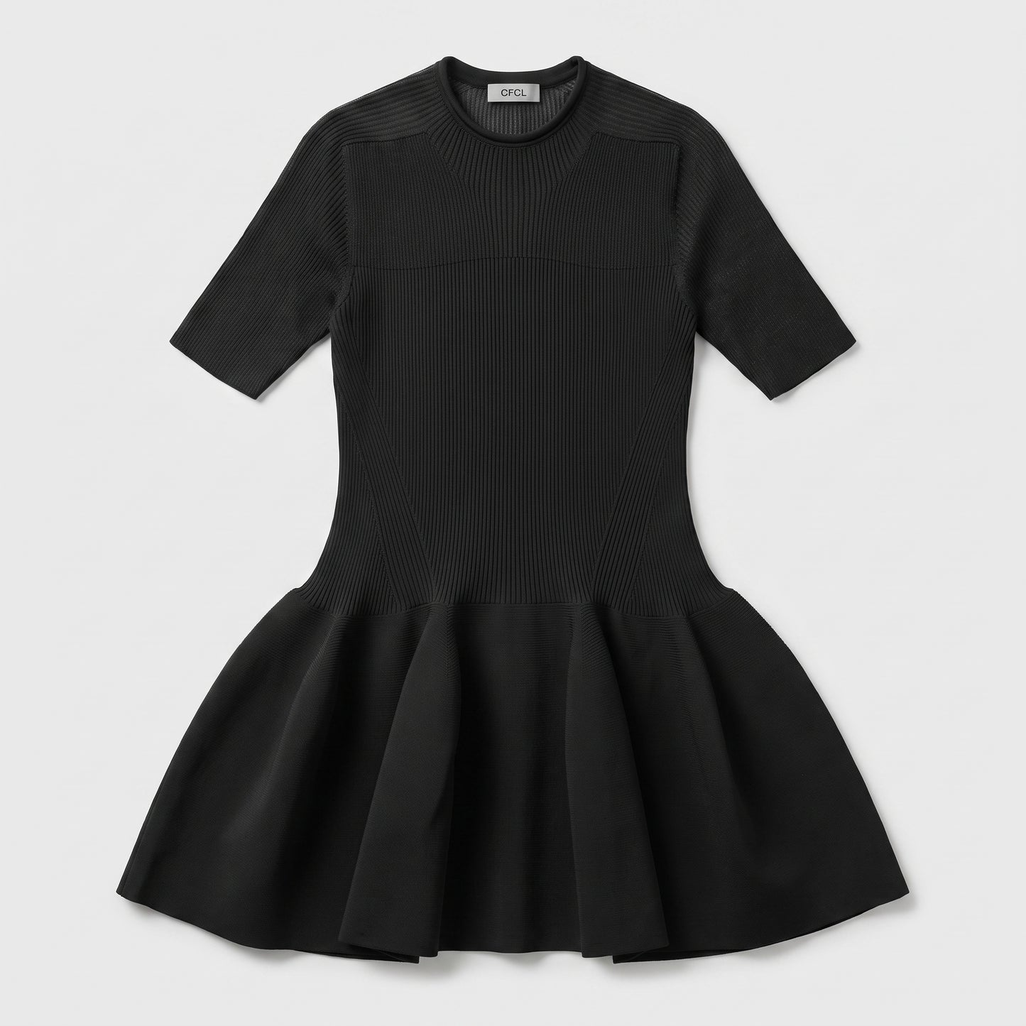 Ribbed Knit Peplum Dress
