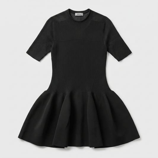 Ribbed Knit Peplum Dress
